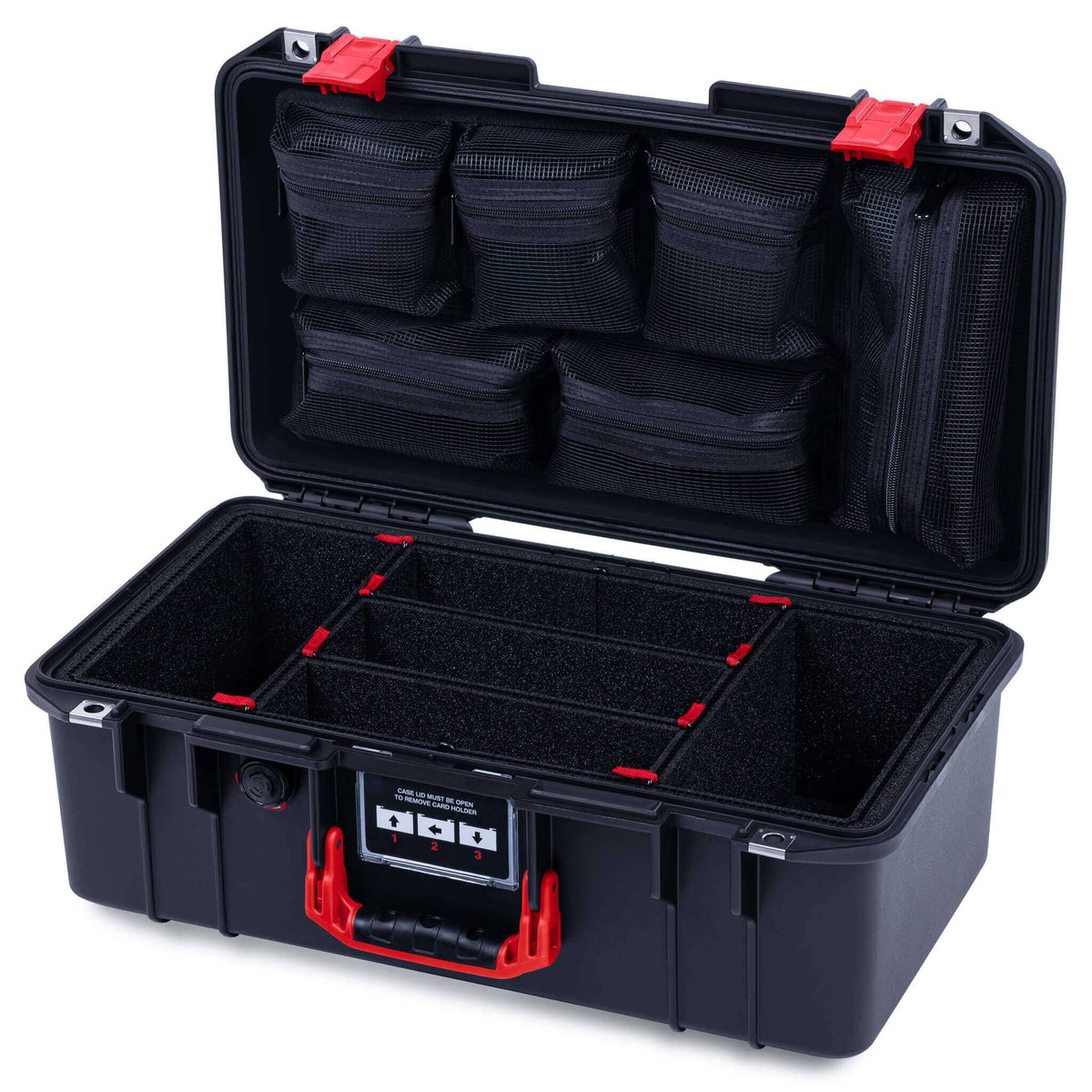 Pelican 1506 Air Case, Black with Red Handles &amp; Latches ColorCase 