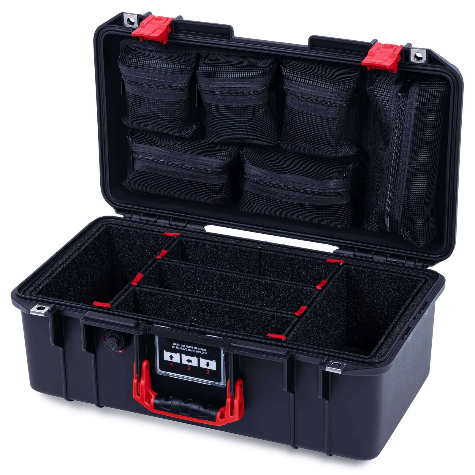 Pelican 1506 Air Case, Black with Red Handles & Latches ColorCase 