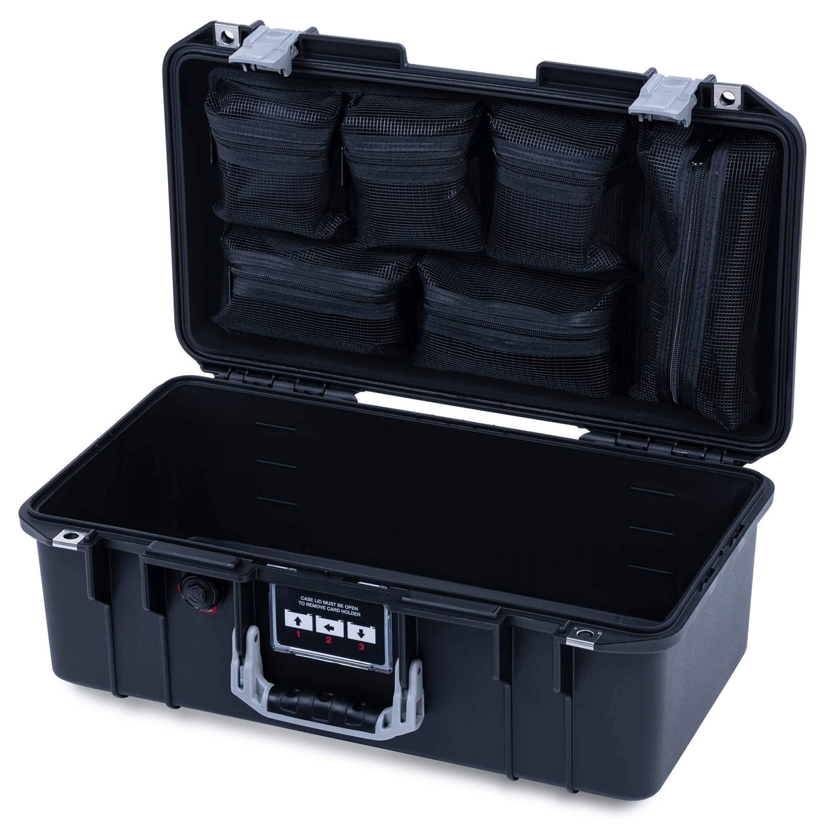 Pelican 1506 Air Case, Black with Silver Handles &amp; Latches ColorCase 