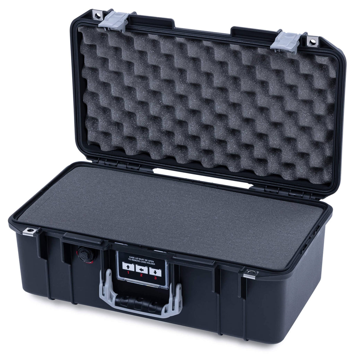 Pelican 1506 Air Case, Black with Silver Handles &amp; Latches Pick &amp; Pluck Foam with Convolute Lid Foam ColorCase 015060-0001-110-181