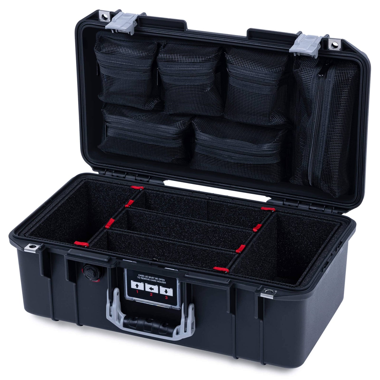 Pelican 1506 Air Case, Black with Silver Handles & Latches ColorCase 
