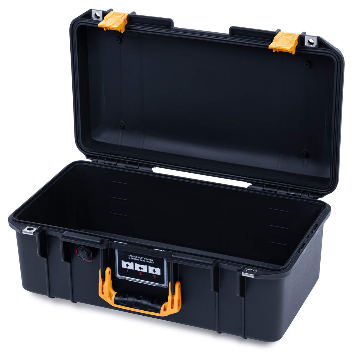 Pelican 1506 Air Case, Black with Yellow Handles &amp; Latches None (Case Only) ColorCase 015060-0000-110-241