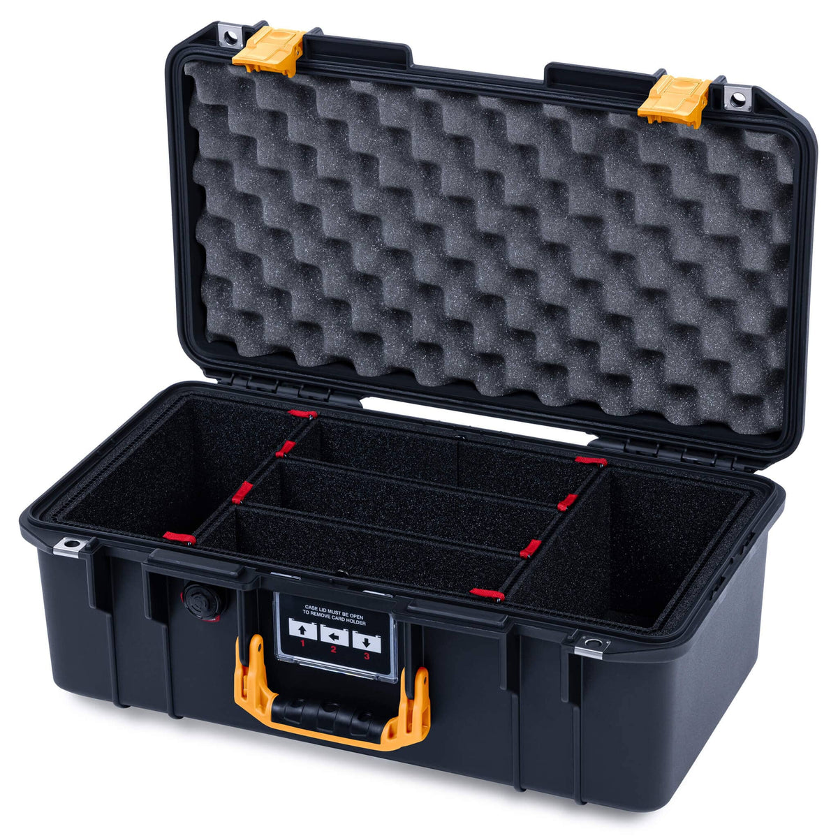 Pelican 1506 Air Case, Black with Yellow Handles &amp; Latches ColorCase 