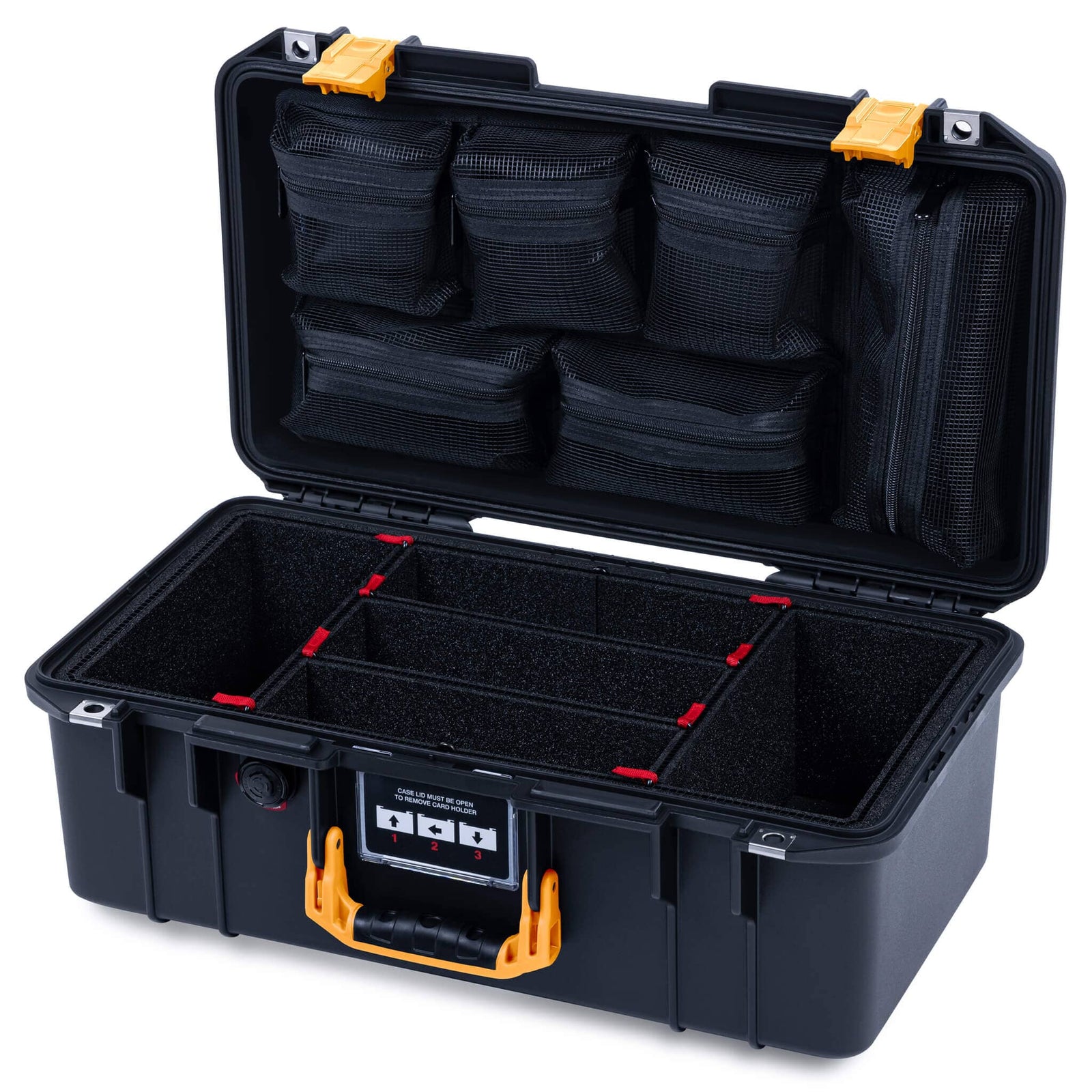 Pelican 1506 Air Case, Black with Yellow Handles & Latches ColorCase 