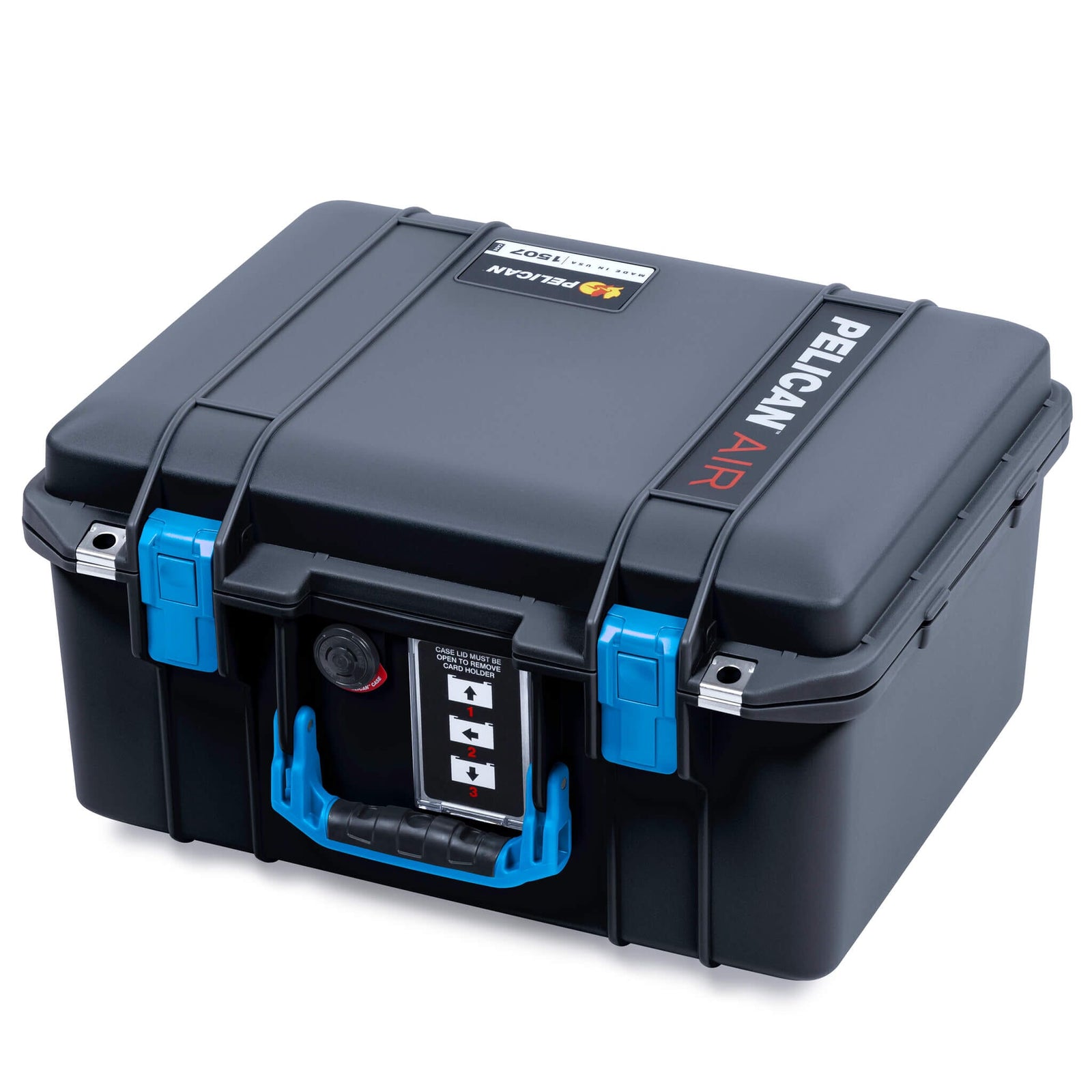 Pelican 1507 Air Case, Black with Blue Handle & Latches ColorCase 