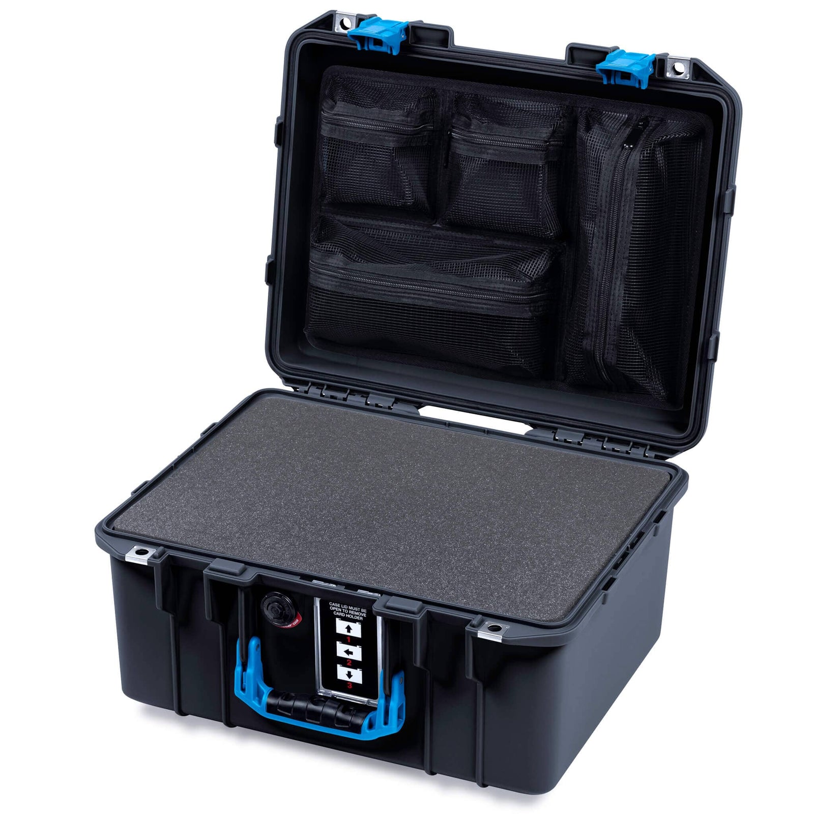 Pelican 1507 Air Case, Black with Blue Handle & Latches ColorCase 