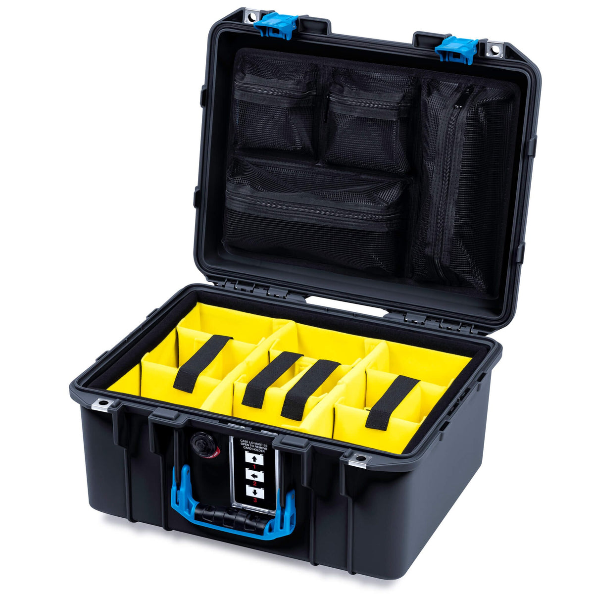 Pelican 1507 Air Case, Black with Blue Handle &amp; Latches ColorCase 