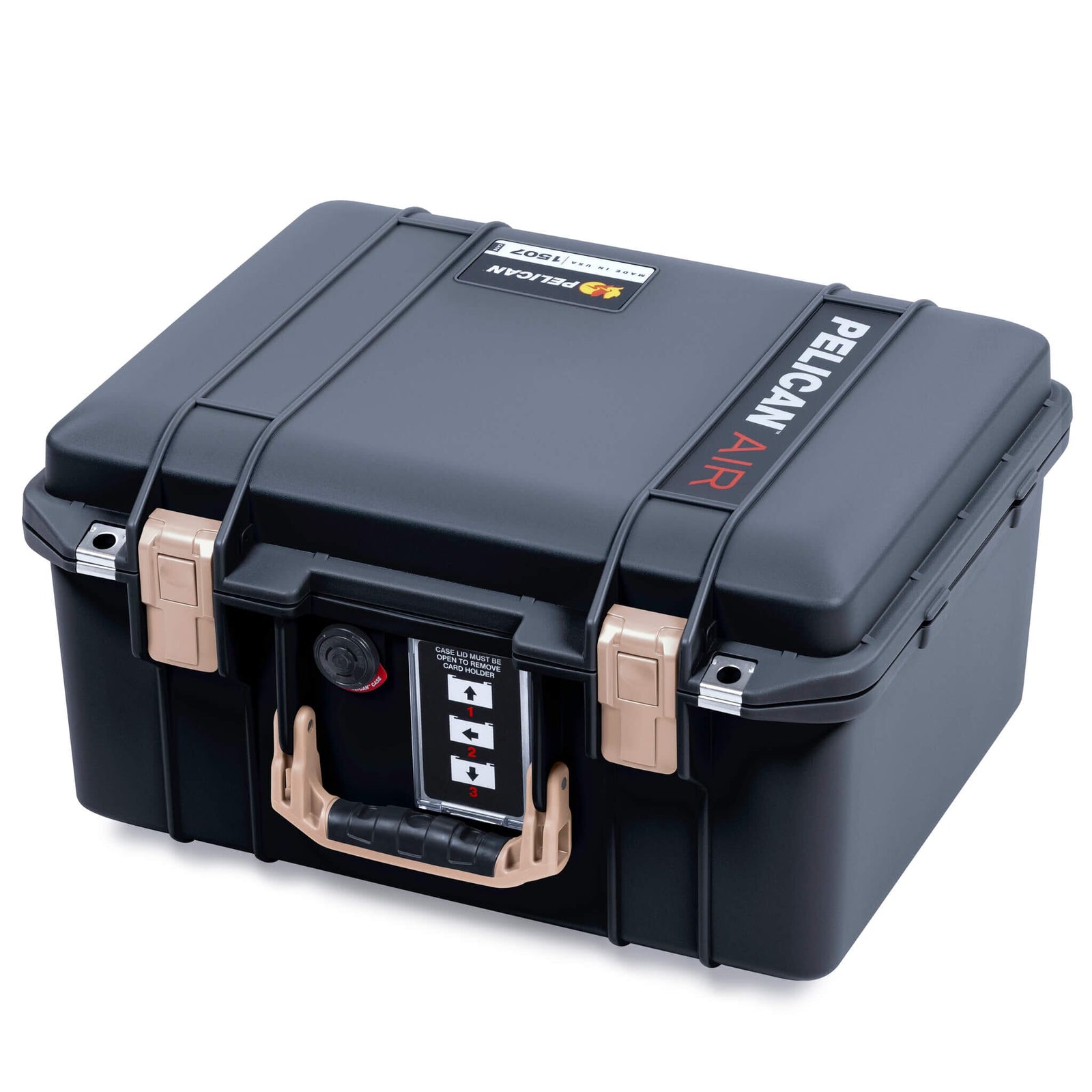 Pelican 1507 Air Case, Black with Desert Tan Handle & Latches ColorCase 