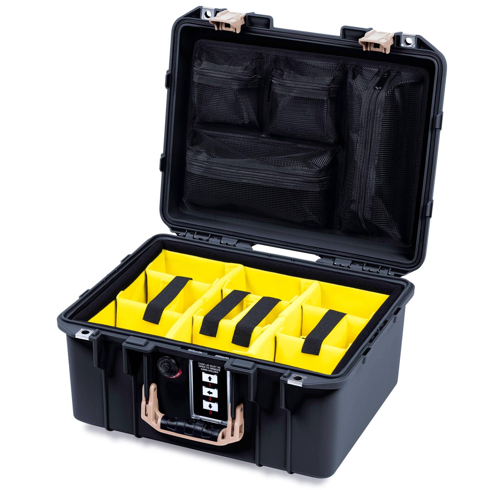 Pelican 1507 Air Case, Black with Desert Tan Handle & Latches ColorCase 