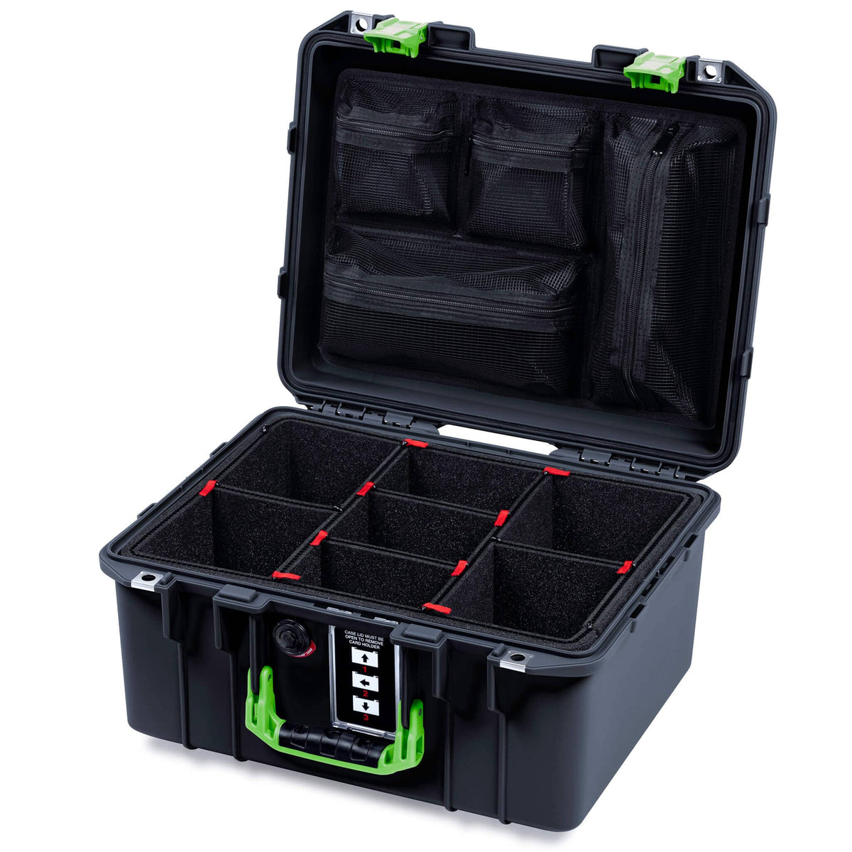 Pelican 1507 Air Case, Black with Lime Green Handle &amp; Latches ColorCase 