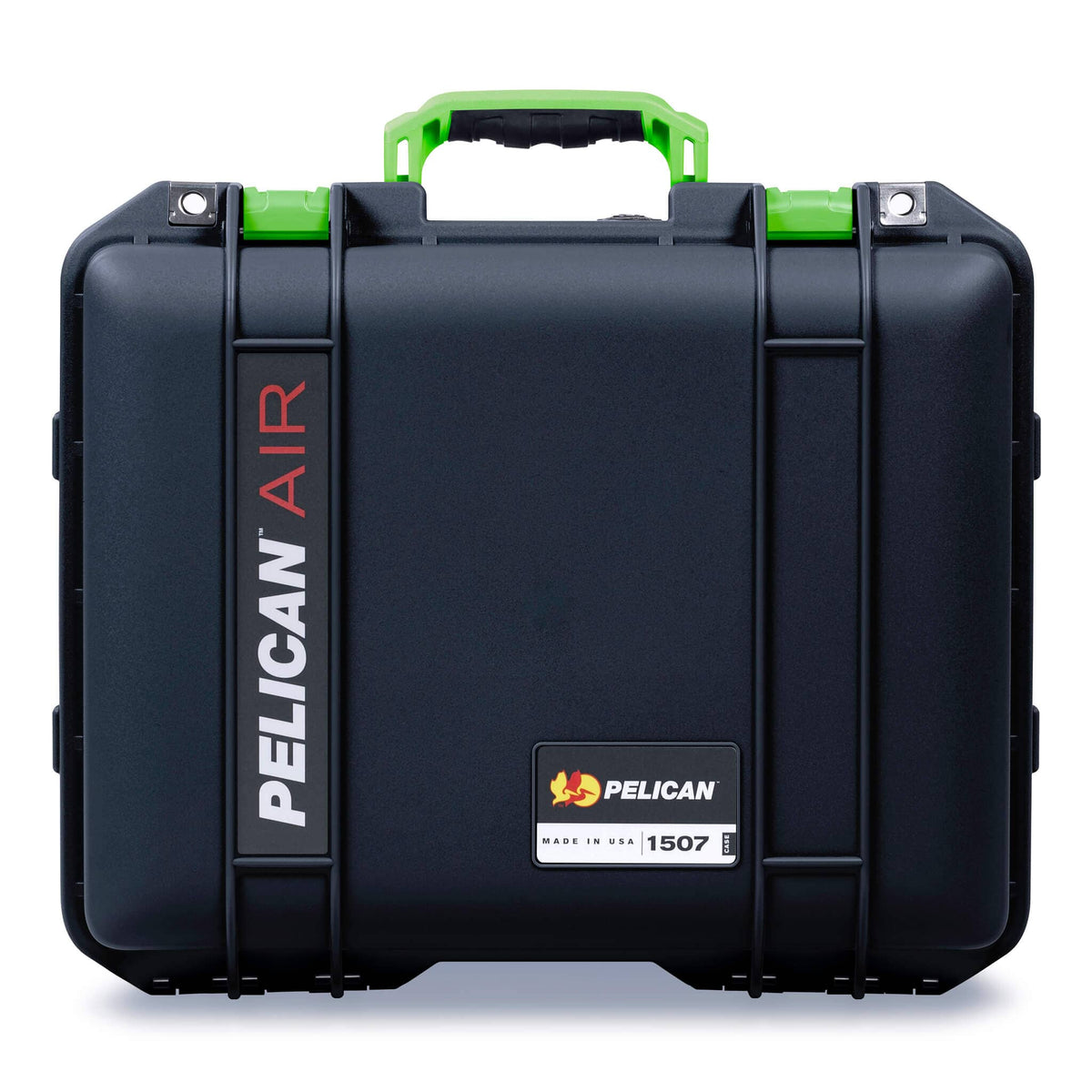Pelican 1507 Air Case, Black with Lime Green Handle &amp; Latches ColorCase 