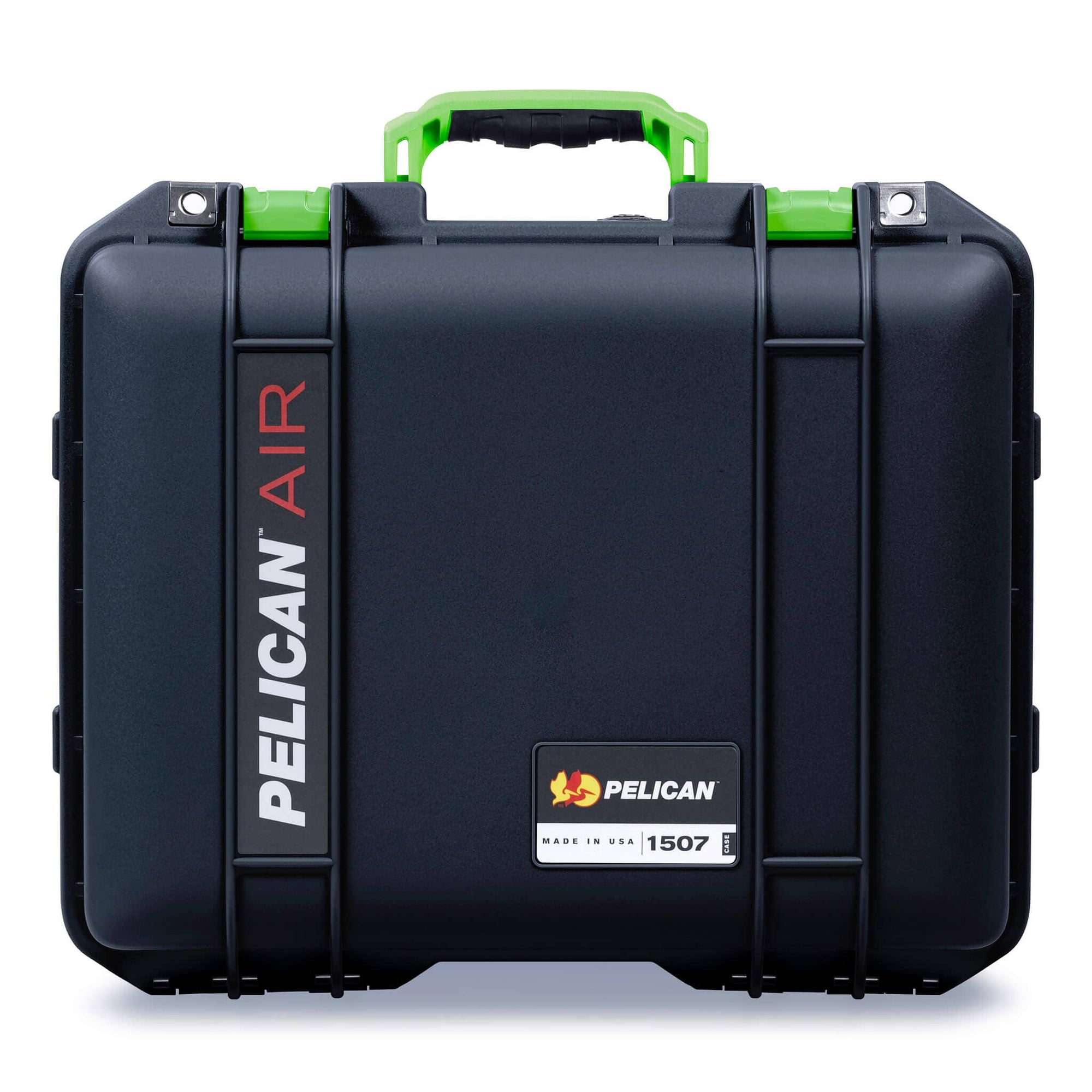Pelican 1507 Air Case, Black with Lime Green Handle & Latches ColorCase 