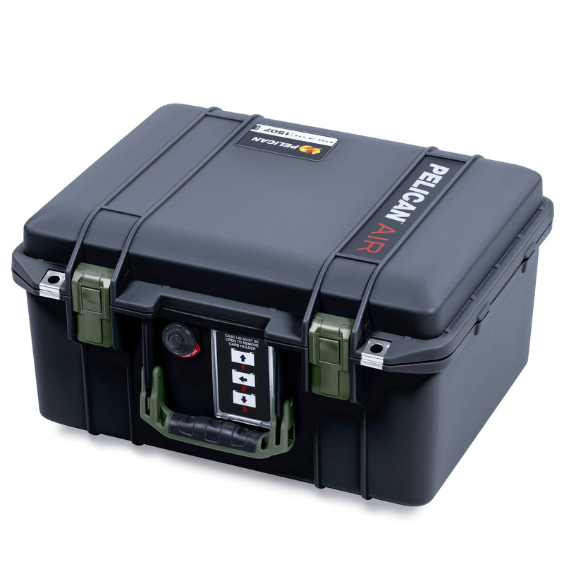 Pelican 1507 Air Case, Black with OD Green Handle & Latches ColorCase 