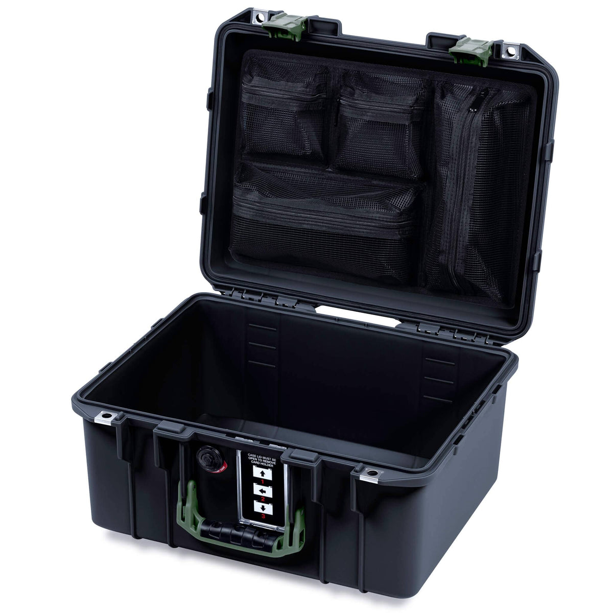 Pelican 1507 Air Case, Black with OD Green Handle &amp; Latches ColorCase 
