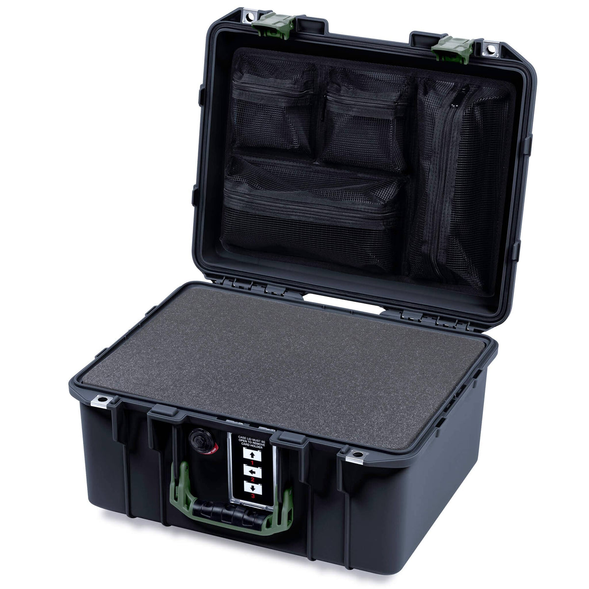Pelican 1507 Air Case, Black with OD Green Handle &amp; Latches ColorCase 