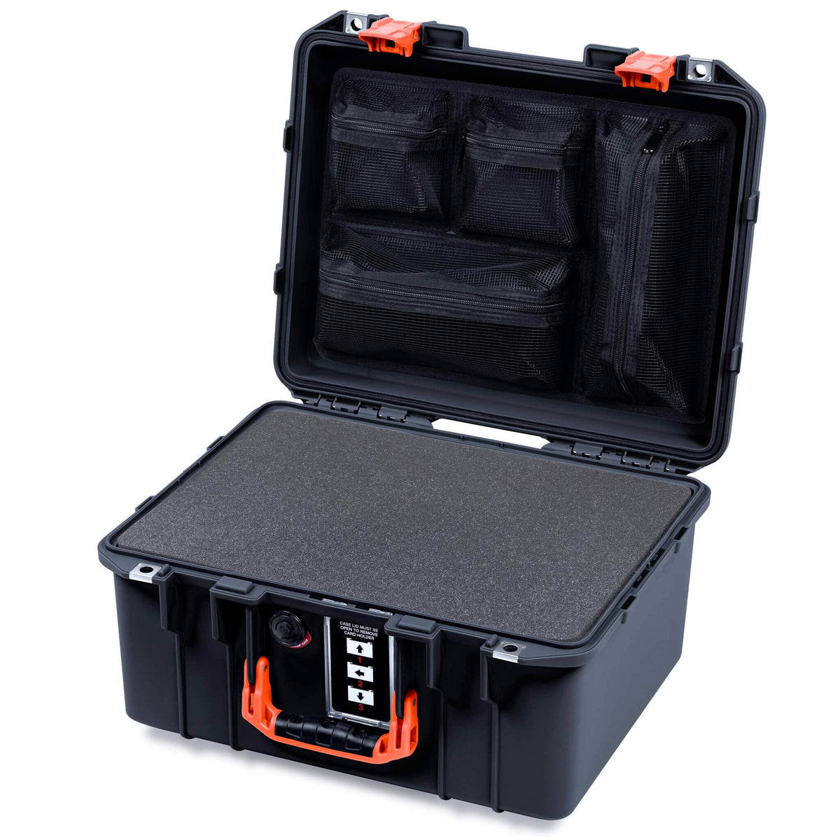 Pelican 1507 Air Case, Black with Orange Handle &amp; Latches ColorCase 