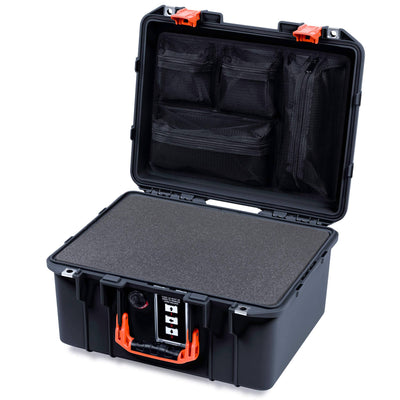 Pelican 1507 Air Case, Black with Orange Handle & Latches ColorCase