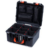 Pelican 1507 Air Case, Black with Orange Handle & Latches ColorCase