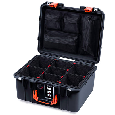 Pelican 1507 Air Case, Black with Orange Handle & Latches ColorCase
