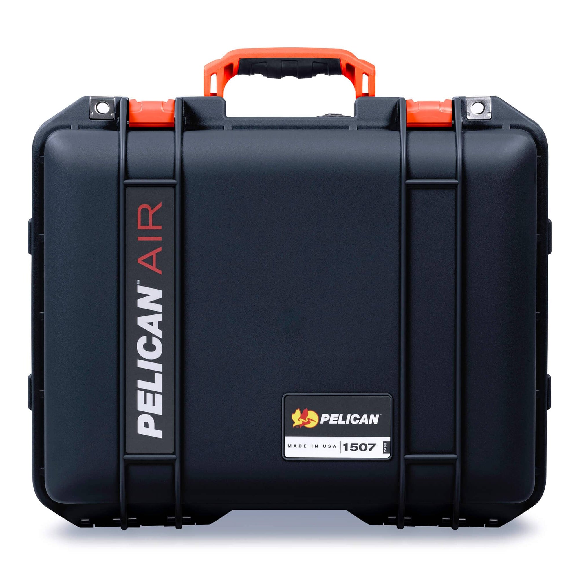 Pelican 1507 Air Case, Black with Orange Handle & Latches ColorCase 