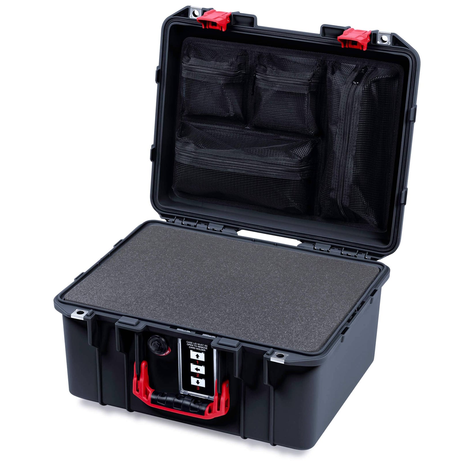 Pelican 1507 Air Case, Black with Red Handle & Latches ColorCase 