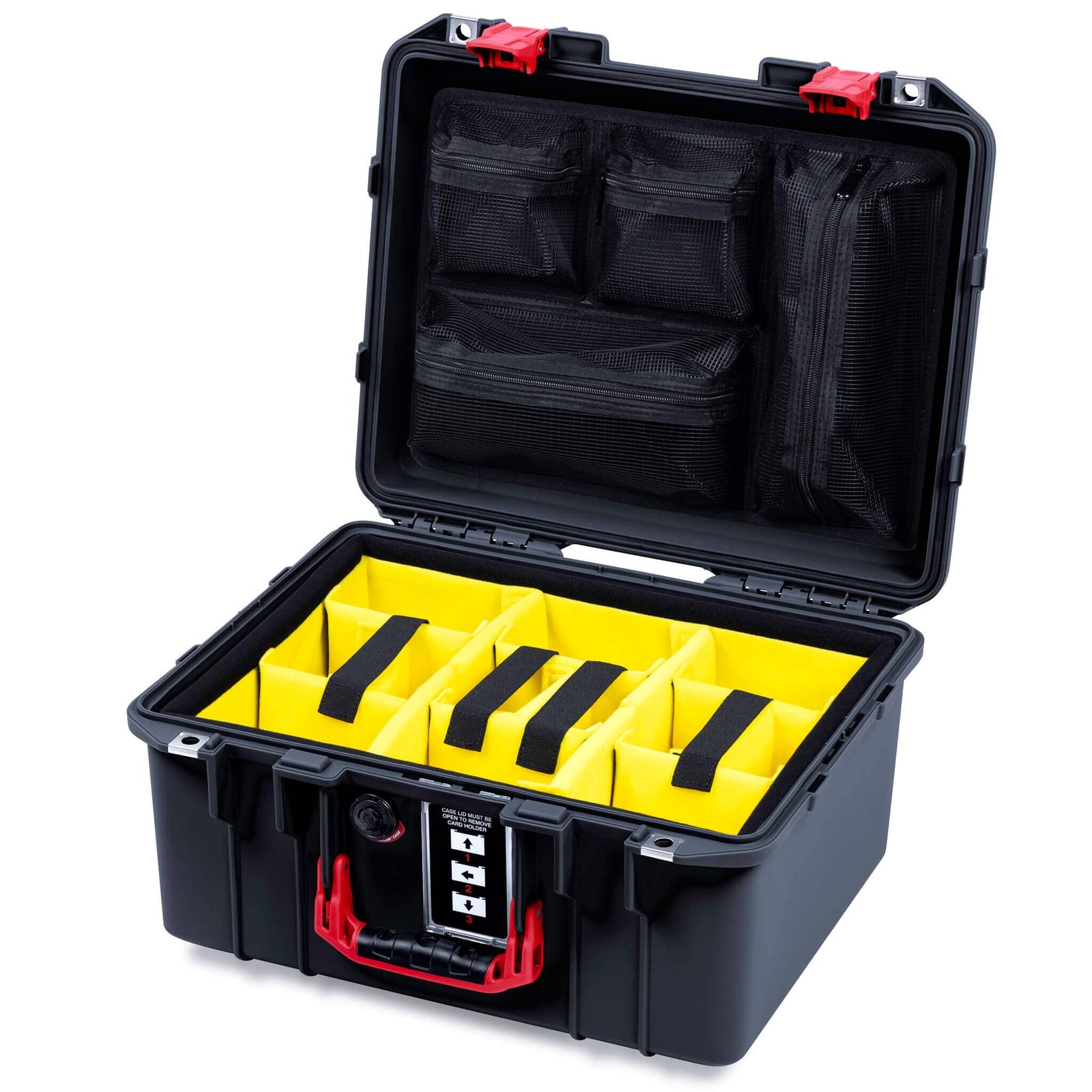 Pelican 1507 Air Case, Black with Red Handle & Latches ColorCase 