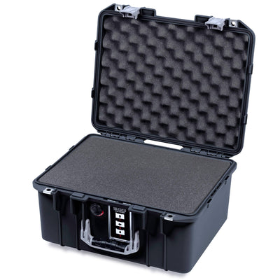 Pelican 1507 Air Case, Black with Silver Handle & Latches Pick & Pluck Foam with Convolute Lid Foam ColorCase 015070-0001-110-181