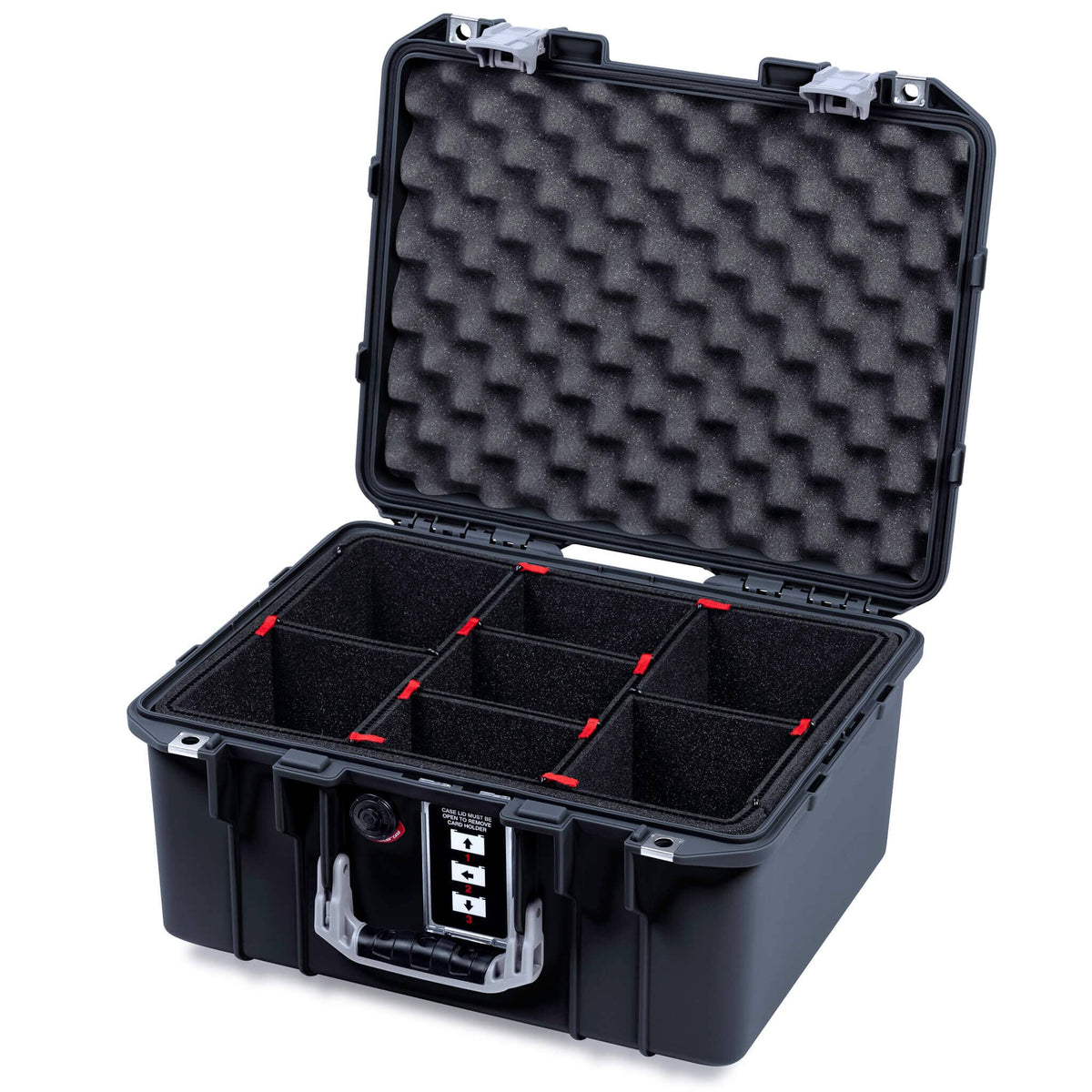 Pelican 1507 Air Case, Black with Silver Handle &amp; Latches TrekPak Divider System with Convolute Lid Foam ColorCase 015070-0020-110-181