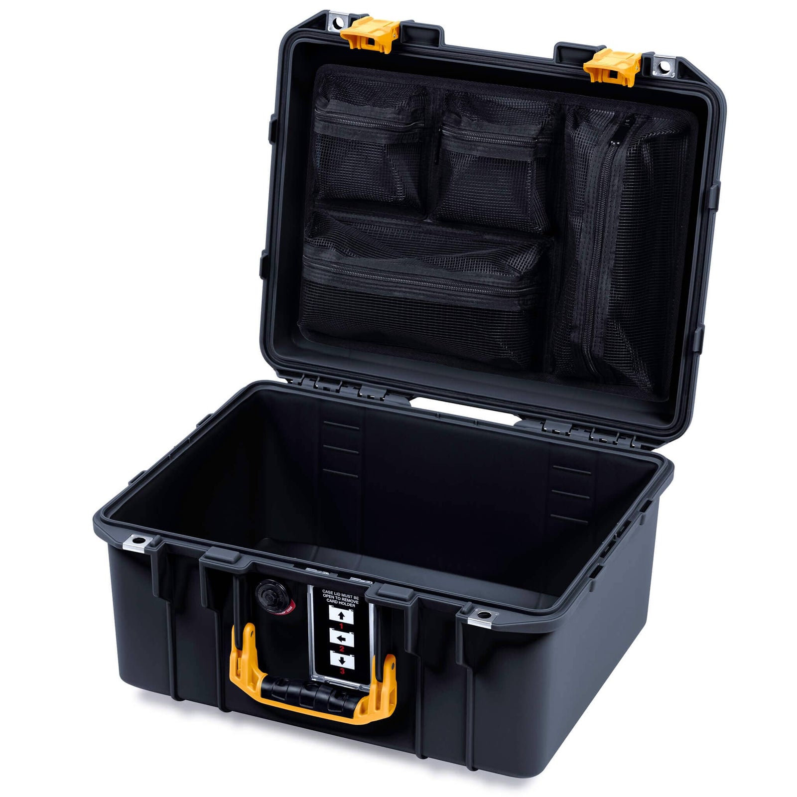 Pelican 1507 Air Case, Black with Yellow Handle & Latches ColorCase 