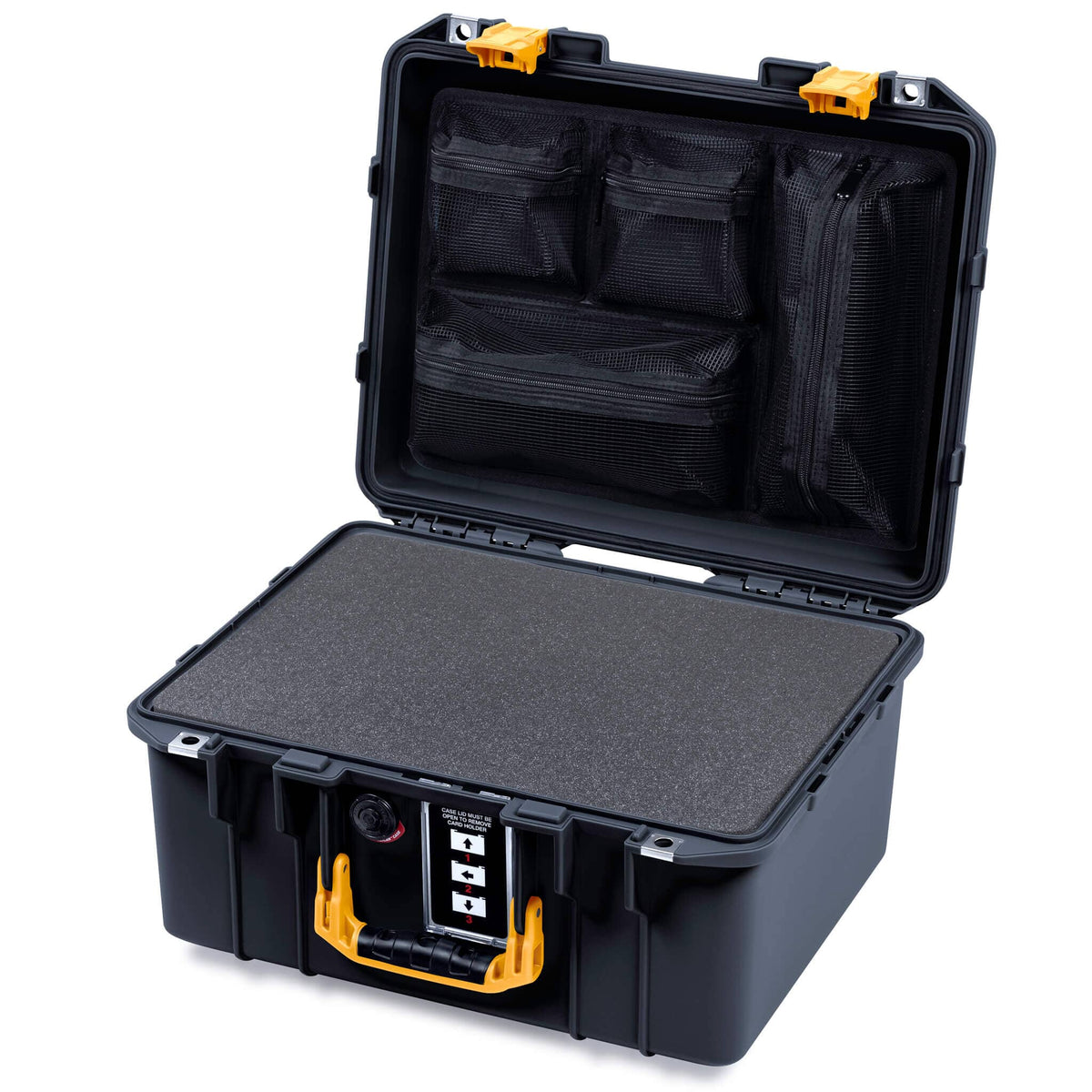 Pelican 1507 Air Case, Black with Yellow Handle &amp; Latches ColorCase 