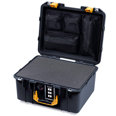 Pelican 1507 Air Case, Black with Yellow Handle & Latches ColorCase