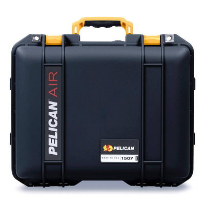 Pelican 1507 Air Case, Black with Yellow Handle & Latches ColorCase