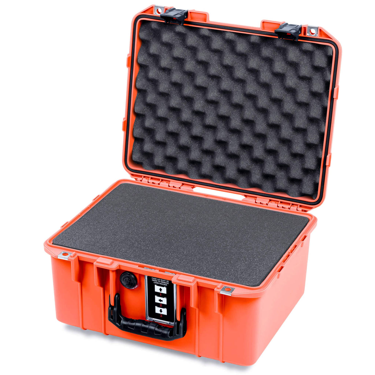 Pelican 1507 Air Case, Orange with Black Handle &amp; Latches Pick &amp; Pluck Foam with Convolute Lid Foam ColorCase 015070-0001-150-111