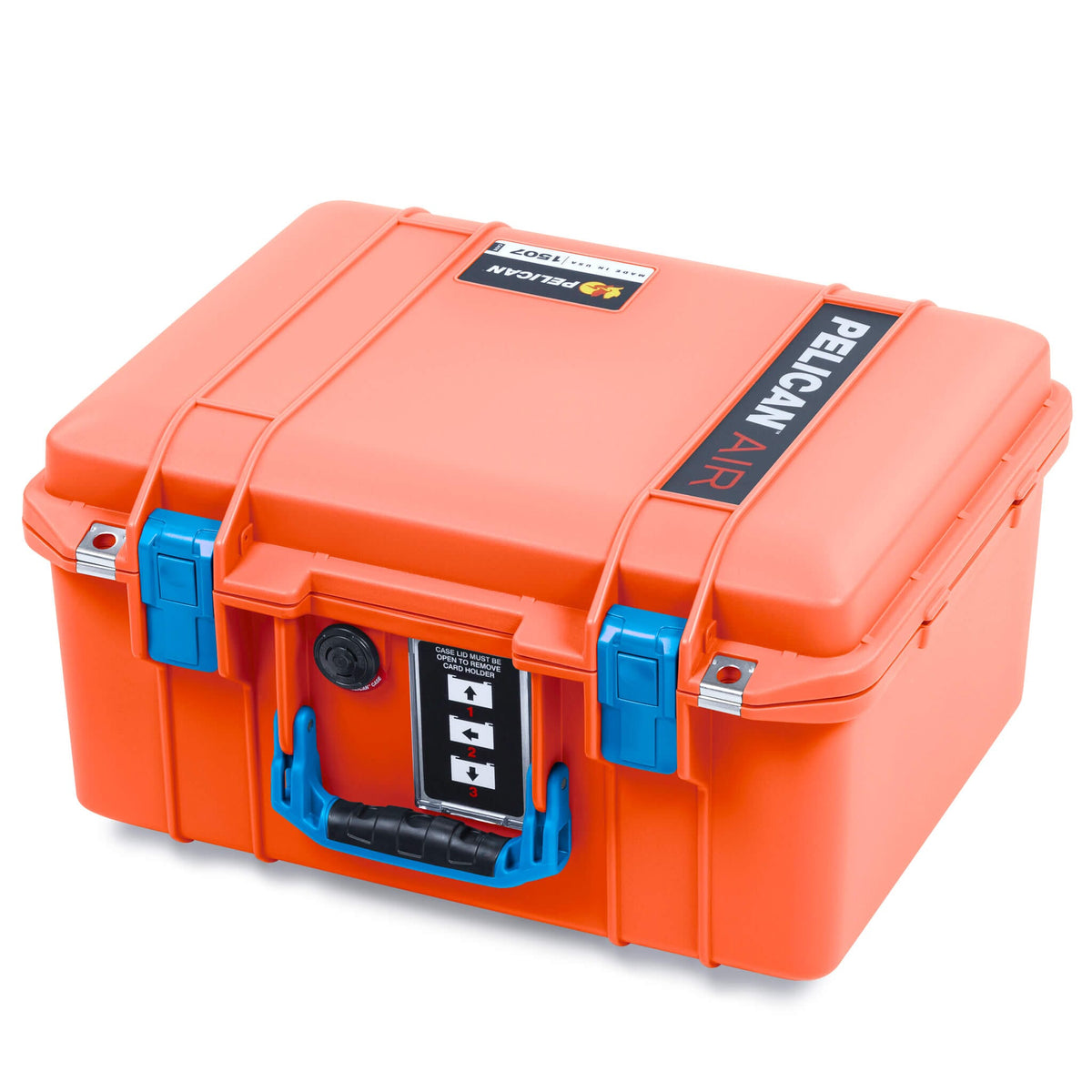 Pelican 1507 Air Case, Orange with Blue Handle &amp; Latches ColorCase 