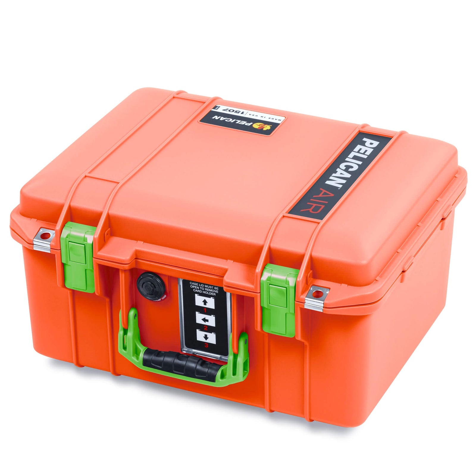 Pelican 1507 Air Case, Orange with Lime Green Handle & Latches ColorCase 