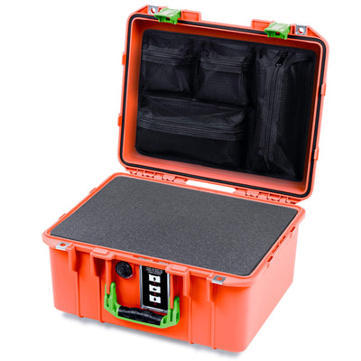 Pelican 1507 Air Case, Orange with Lime Green Handle & Latches ColorCase