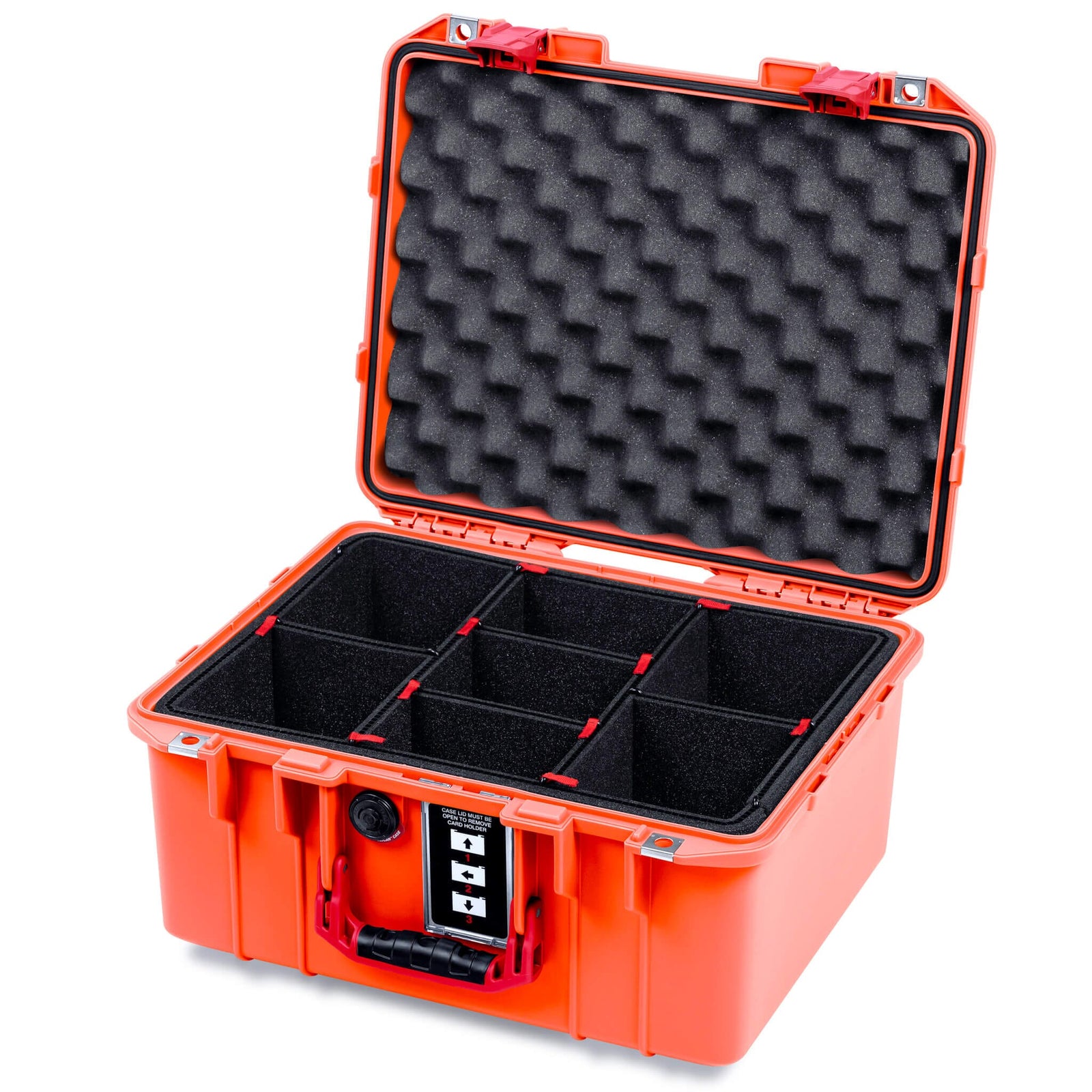 Pelican 1507 Air Case, Orange with Red Handle & Latches TrekPak Divider System with Convolute Lid Foam ColorCase 015070-0020-150-321