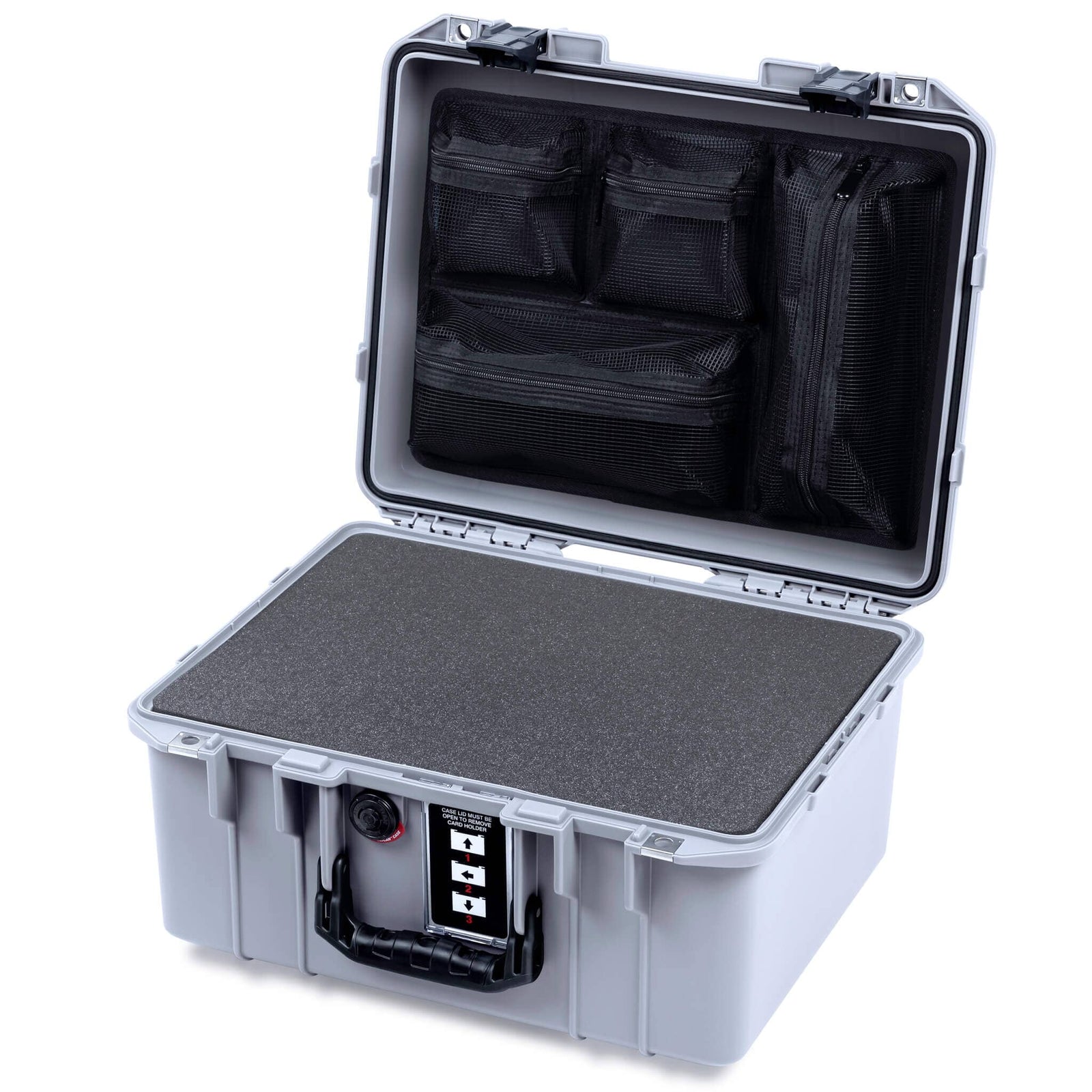 Pelican 1507 Air Case, Silver with Black Handle & Latches ColorCase 