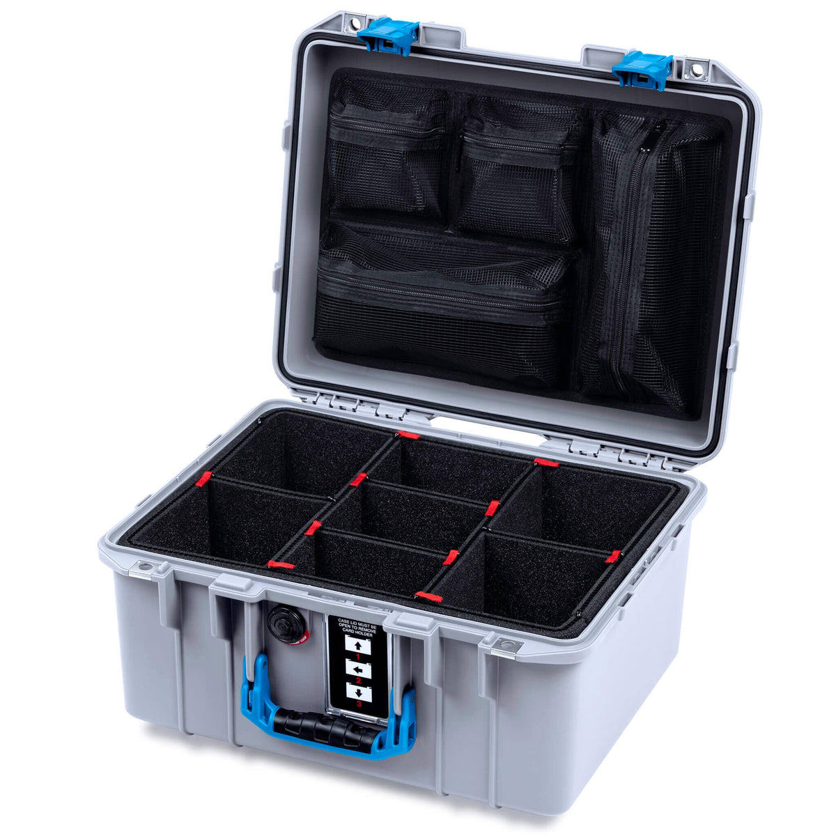 Pelican 1507 Air Case, Silver with Blue Handle &amp; Latches ColorCase 
