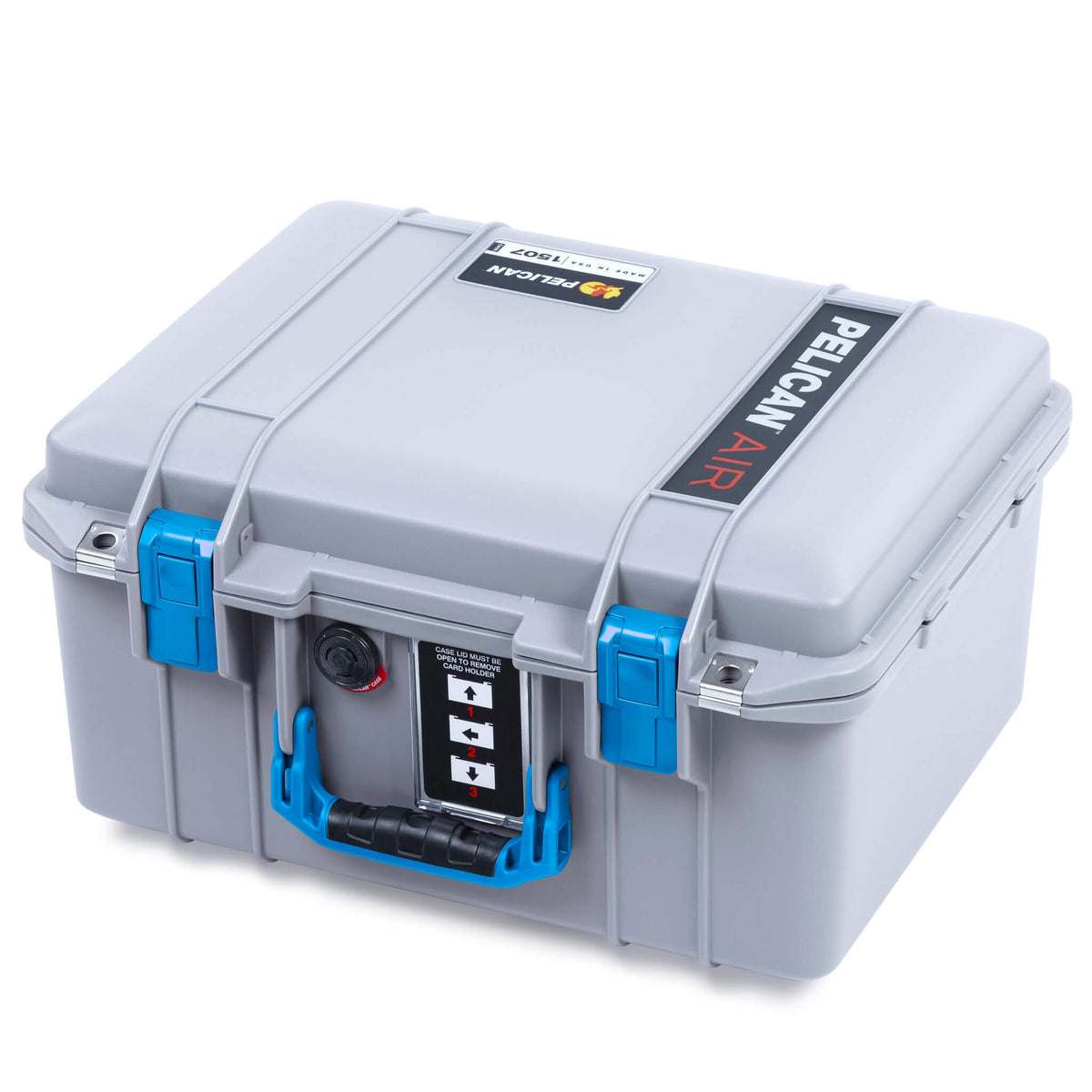 Pelican 1507 Air Case, Silver with Blue Handle &amp; Latches ColorCase 