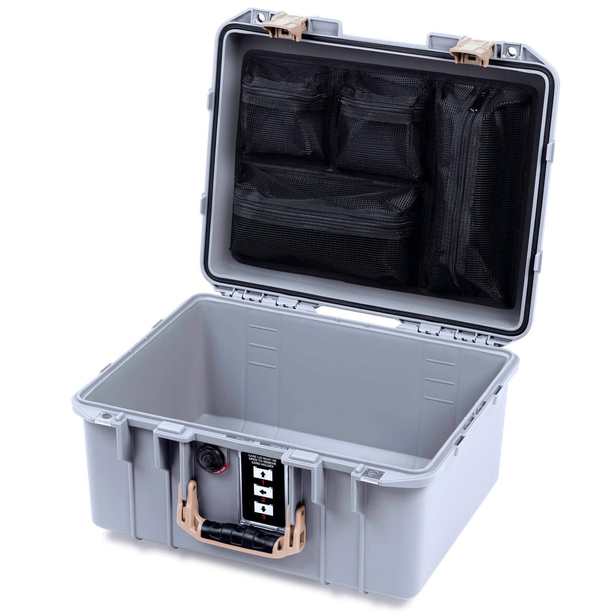 Pelican 1507 Air Case, Silver with Desert Tan Handle &amp; Latches ColorCase 