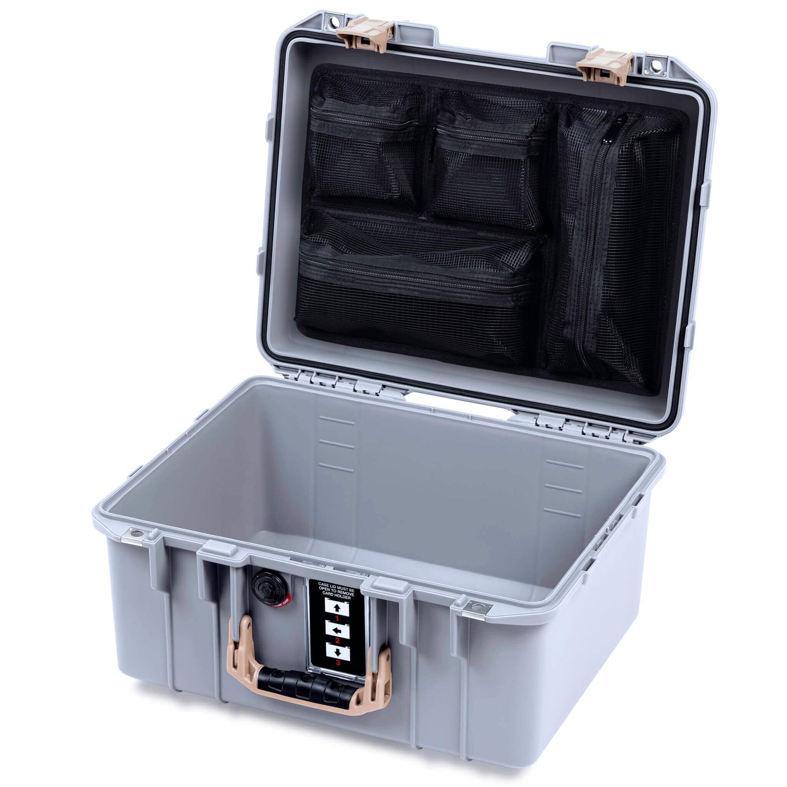 Pelican 1507 Air Case, Silver with Desert Tan Handle & Latches ColorCase 
