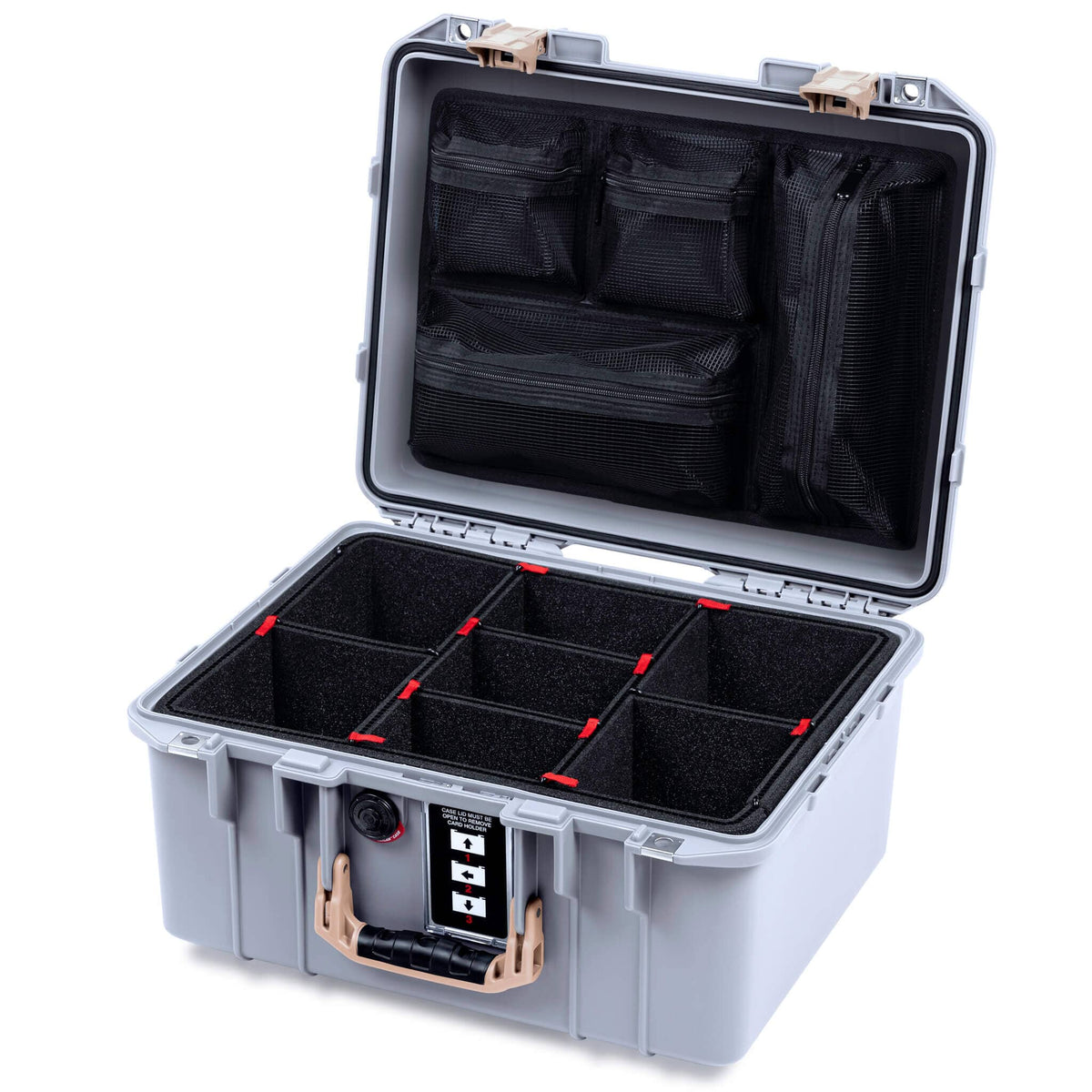 Pelican 1507 Air Case, Silver with Desert Tan Handle &amp; Latches ColorCase 