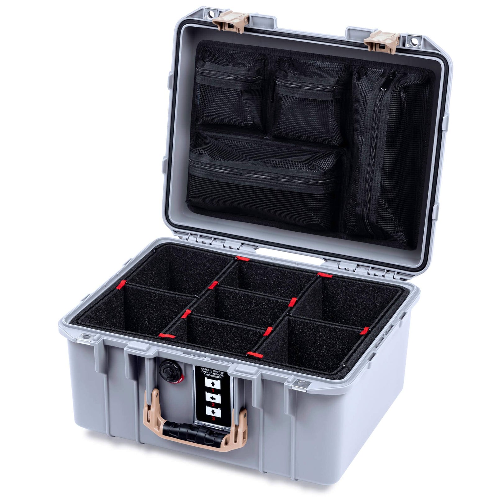 Pelican 1507 Air Case, Silver with Desert Tan Handle & Latches ColorCase 