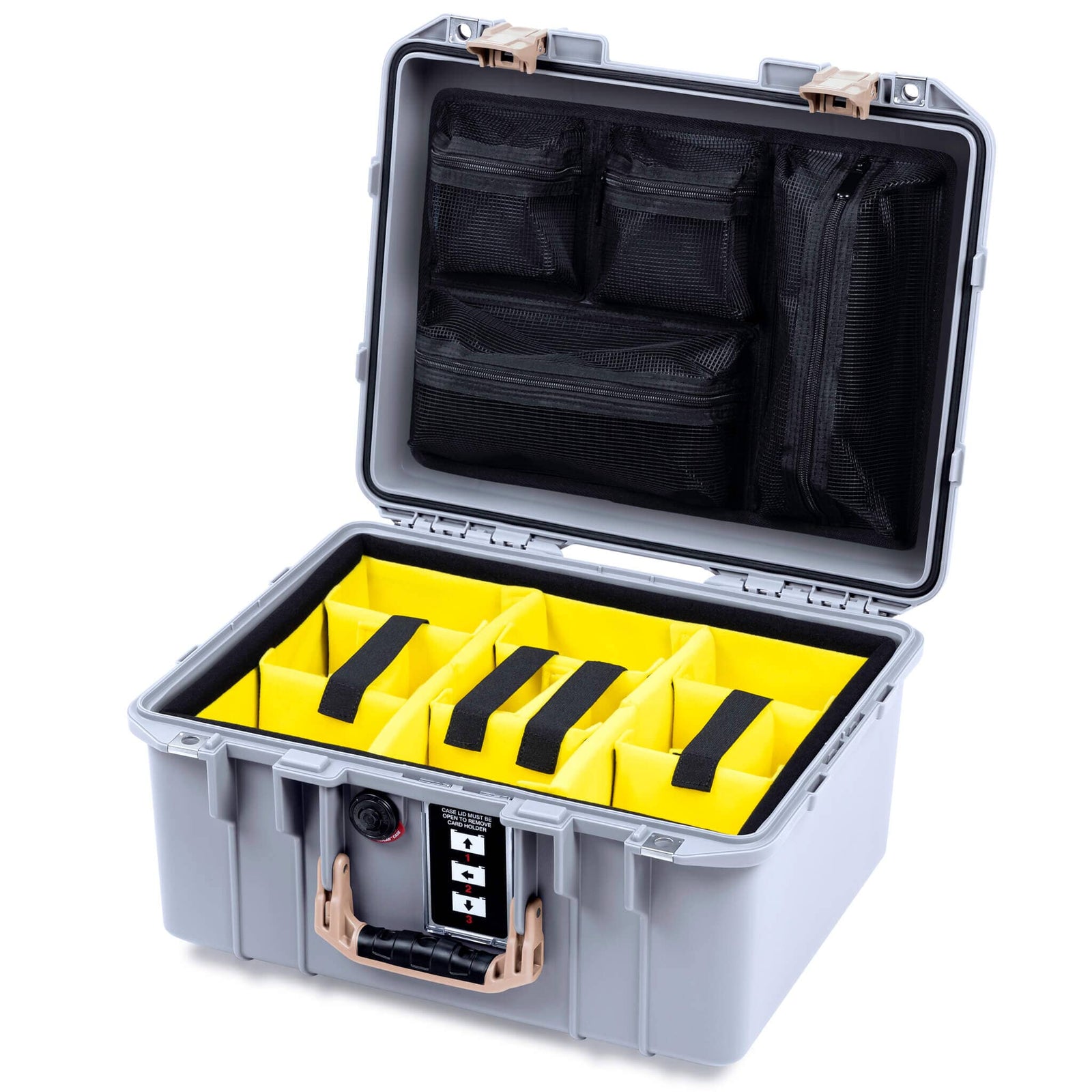 Pelican 1507 Air Case, Silver with Desert Tan Handle & Latches ColorCase 