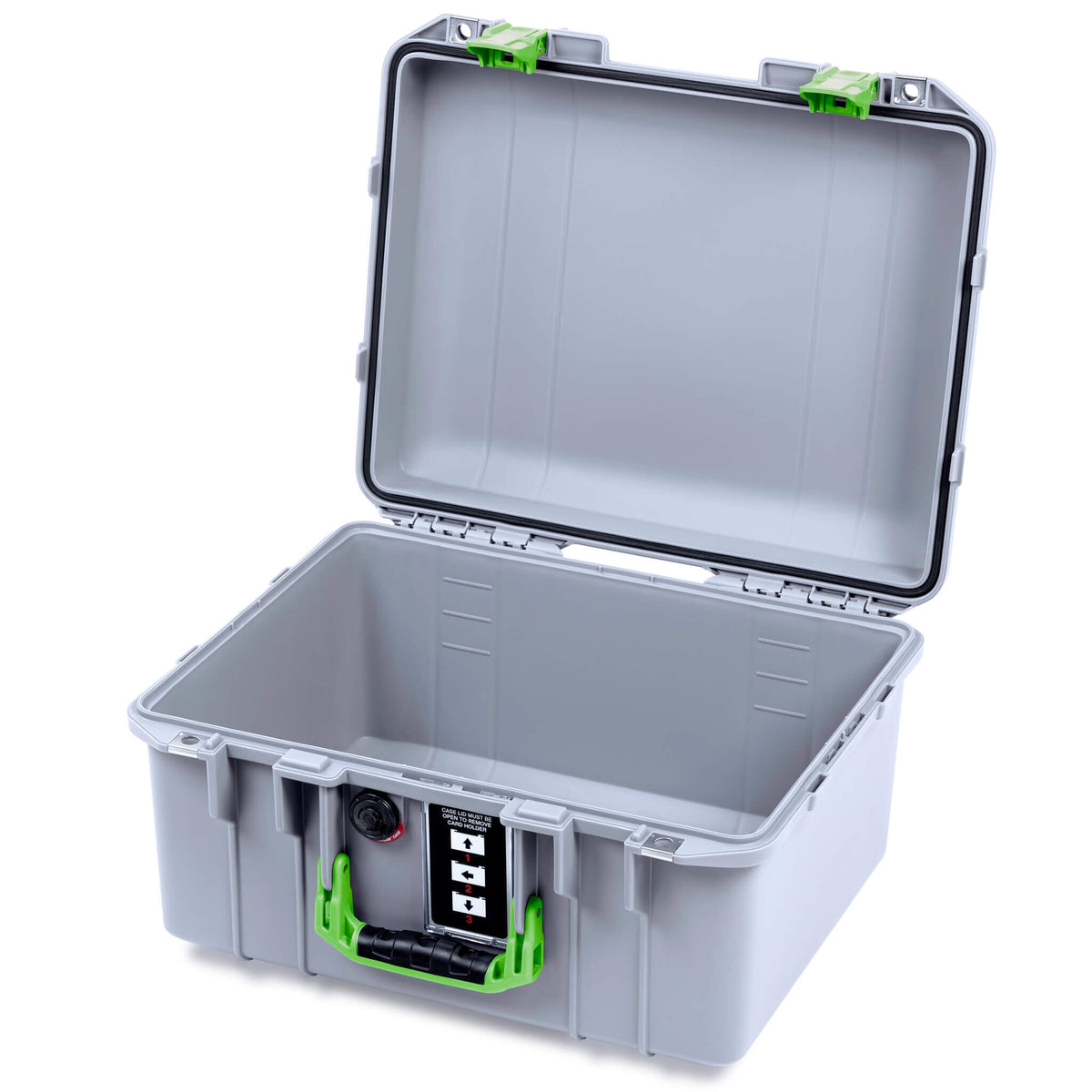 Pelican 1507 Air Case, Silver with Lime Green Handle &amp; Latches None (Case Only) ColorCase 015070-0000-180-301