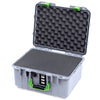 Pelican 1507 Air Case, Silver with Lime Green Handle & Latches Pick & Pluck Foam with Convolute Lid Foam ColorCase 015070-0001-180-301