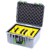 Pelican 1507 Air Case, Silver with Lime Green Handle & Latches Yellow Padded Microfiber Dividers with Convolute Lid Foam ColorCase 015070-0010-180-301