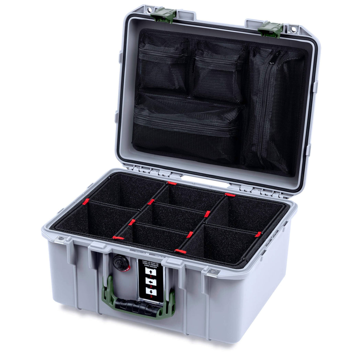 Pelican 1507 Air Case, Silver with OD Green Handle &amp; Latches ColorCase 