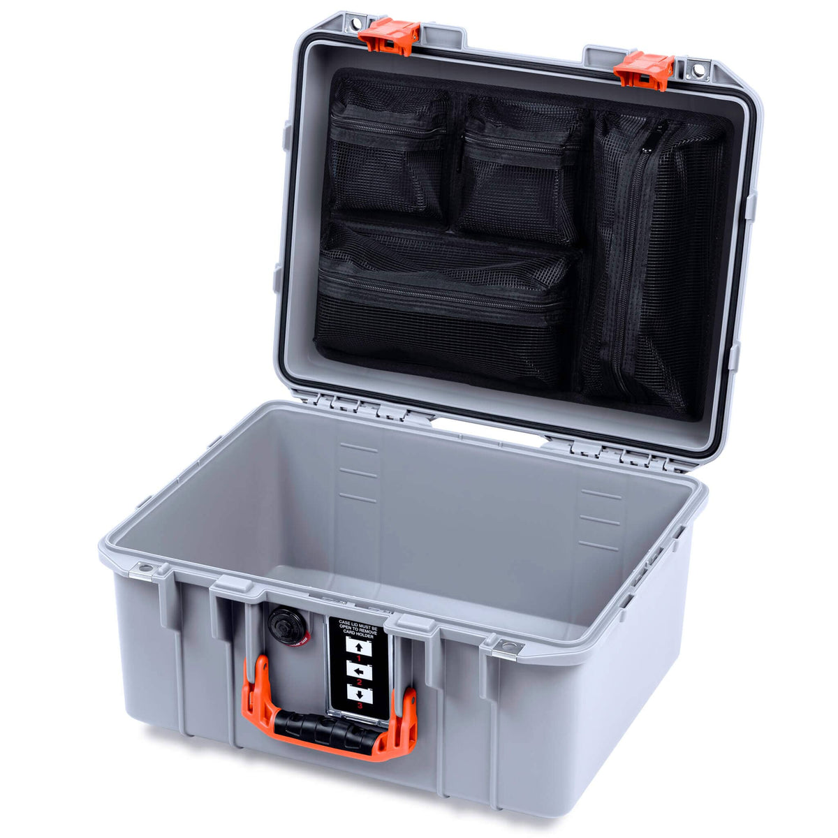 Pelican 1507 Air Case, Silver with Orange Handle &amp; Latches ColorCase 